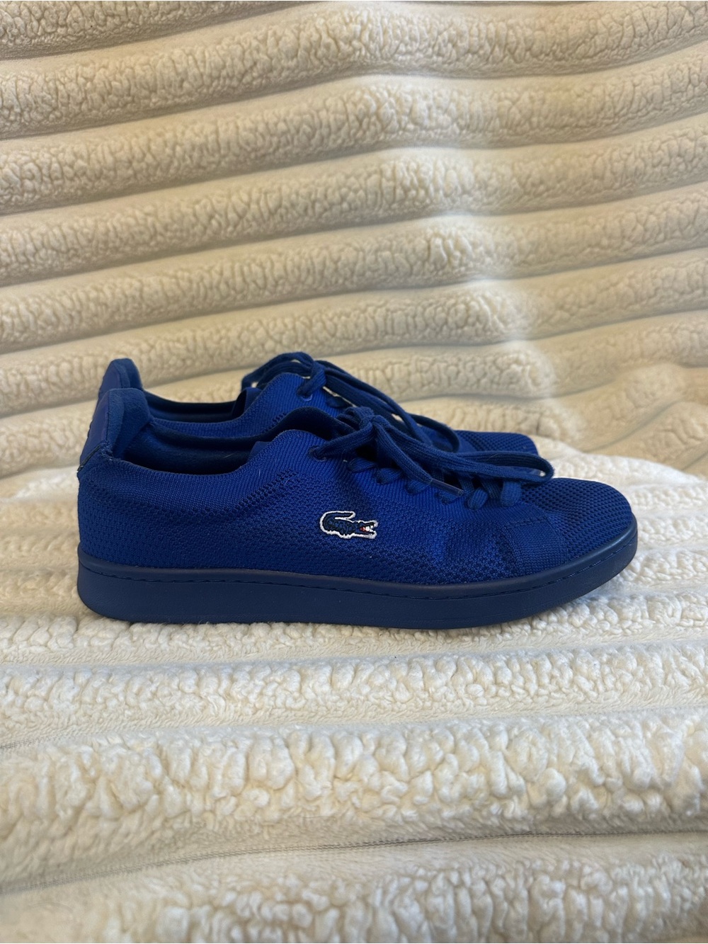 Lacoste Men’s Royal Blue Knit Lace-Up Sneaker